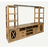 Telluride Rustic Distressed Pine Entertainment Center with 60" TV Console, Gold