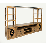 Telluride Rustic Distressed Pine 70'' TV Stand, Gold