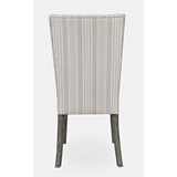 Telluride Contemporary Rustic Pine Parsons Striped Upholstery Dining Chair (Set of 2), Driftwood Grey
