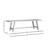 Telluride Rustic Distressed Pine 127" Trestle Counter Table with Two Leaves, Driftwood Grey