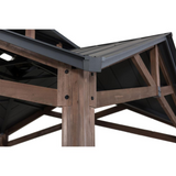 Sunjoy SummerCove Bella 12.5 ft. x 12.5 ft. Cedar Framed Gazebo with Black Steel 2-tier Hard Top Roof
