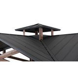 Sunjoy SummerCove Bella 12.5 ft. x 12.5 ft. Cedar Framed Gazebo with Black Steel 2-tier Hard Top Roof