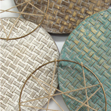 Stratton Home Decor Woven Texture Metal Plates with Jute Accents