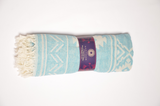 Aztec Blue Turkish Towels [Bath & Beach Towel, Picnic Blanket] Premium Cotton Turkish Beach Towel - Lightweight Turkish Bath Towel