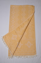 Aztec Yellow Turkish Towels [Bath & Beach Towel, Picnic Blanket] Premium Cotton Turkish Beach Towel - Lightweight Turkish Bath Towel