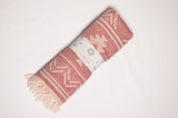 Aztec Red Turkish Towels [Bath & Beach Towel, Picnic Blanket] Premium Cotton Turkish Beach Towel - Lightweight Turkish Bath Towel