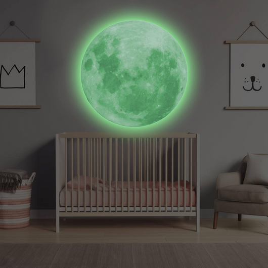 Glow In The Dark Moon Wall Sticker - Glowing Ceiling Decal For Kid Room Bedroom The Light Decor - 3d Large Vinyl Full Night Decoration Art