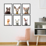 6x Baby Animals Posters Set - Nursery Kids Room Decor Cute Animal Wall Picture Poster Print - Boy Girl Decorations Art Pictures Prints