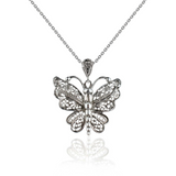 Sterling Silver Filigree Art Butterfly Pendant Necklace