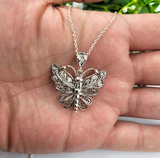 Sterling Silver Filigree Art Butterfly Pendant Necklace