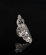 Sterling Silver Filigree Art Peacock Long Ring