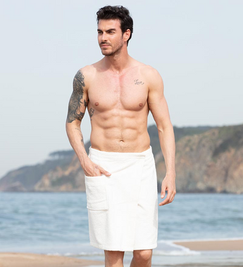 Mens White Turkish Cotton Towel Wrap