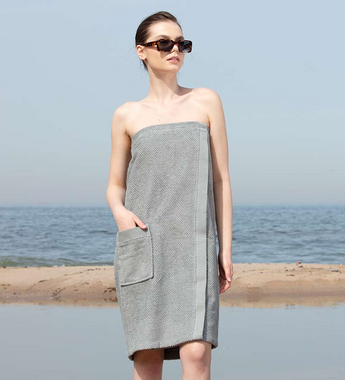 Womens Gray Turkish Cotton Towel Wrap