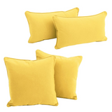 Double-corded Solid Twill Throw Pillows with Inserts (Set of 4)