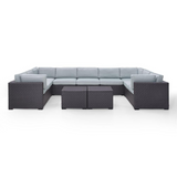 Biscayne 7Pc Outdoor Wicker Sectional Set Mist/Brown - Armless Chair, 4 Loveseats, & 2 Coffee Tables