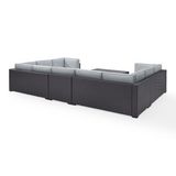 Biscayne 7Pc Outdoor Wicker Sectional Set Mist/Brown - Armless Chair, 4 Loveseats, & 2 Coffee Tables