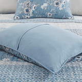 100% Cotton Sateen Printed 6 Pcs Coverlet Set, Blue