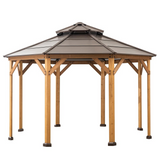 Sunjoy 13 ft. x 13 ft. Cedar Framed Octagon Gazebo with Black Steel 2-tier Hardtop Roof