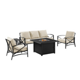 Kaplan 5Pc Outdoor Sofa Set W/Fire Table Oatmeal/Oil Rubbed Bronze