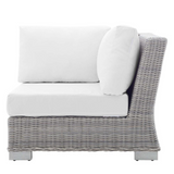 Conway Sunbrella® Outdoor Patio Wicker Rattan Corner Chair - Light Gray White EEI-3970-LGR-WHI