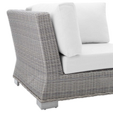 Conway Sunbrella® Outdoor Patio Wicker Rattan Corner Chair - Light Gray White EEI-3970-LGR-WHI