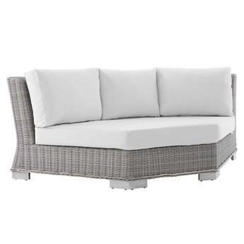 Conway Sunbrella® Outdoor Patio Wicker Rattan Round Corner Chair - Light Gray White EEI-3979-LGR-WHI