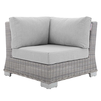 Conway Sunbrella® Outdoor Patio Wicker Rattan Corner Chair - Light Gray Gray EEI-3970-LGR-GRY