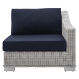 Conway Sunbrella® Outdoor Patio Wicker Rattan Right-Arm Chair - Light Gray Navy EEI-3976-LGR-NAV