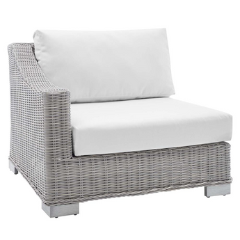 Conway Sunbrella® Outdoor Patio Wicker Rattan Left-Arm Chair - Light Gray White EEI-3975-LGR-WHI