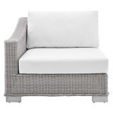 Conway Sunbrella® Outdoor Patio Wicker Rattan Left-Arm Chair - Light Gray White EEI-3975-LGR-WHI