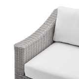 Conway Sunbrella® Outdoor Patio Wicker Rattan Left-Arm Chair - Light Gray White EEI-3975-LGR-WHI