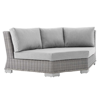 Conway Sunbrella® Outdoor Patio Wicker Rattan Round Corner Chair - Light Gray Gray EEI-3979-LGR-GRY