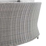 Conway Sunbrella® Outdoor Patio Wicker Rattan Round Corner Chair - Light Gray Gray EEI-3979-LGR-GRY