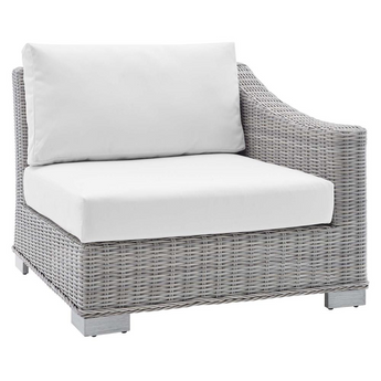 Conway Sunbrella® Outdoor Patio Wicker Rattan Right-Arm Chair - Light Gray White EEI-3976-LGR-WHI