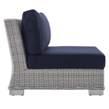 Conway Sunbrella® Outdoor Patio Wicker Rattan Armless Chair - Light Gray Navy EEI-3980-LGR-NAV