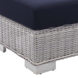 Conway Sunbrella® Outdoor Patio Wicker Rattan Armless Chair - Light Gray Navy EEI-3980-LGR-NAV