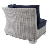 Conway Sunbrella® Outdoor Patio Wicker Rattan Round Corner Chair - Light Gray Navy EEI-3979-LGR-NAV