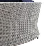 Conway Sunbrella® Outdoor Patio Wicker Rattan Round Corner Chair - Light Gray Navy EEI-3979-LGR-NAV