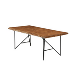 Live Edge Solid Wood Dining Table, Light Walnut