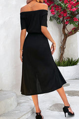 Monroe Tie-Waist Off-Shoulder Split Dress