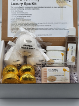 Spa Pure Luxury Spa Kit = Oatmeal, Milk & Honey, Gift for Mom, Pampering Gift Set, Bath Fizzies, Shower Steamers, Whipped Soap Scrub, Shower gel