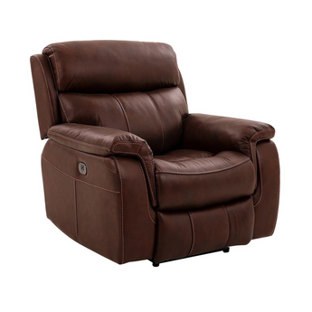 Montague Dual Power Headrest and Lumbar Support Recliner Chair in Genuine Brown Leather