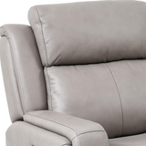 Claude Dual Power Headrest and Lumbar Support Reclining Sofa in Light Grey Genuine Leather