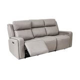 Claude Dual Power Headrest and Lumbar Support Reclining 2 Piece Sofa and Recliner Set in Light Grey Genuine Leather