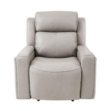 Claude Dual Power Headrest and Lumbar Support Reclining 2 Piece Sofa and Recliner Set in Light Grey Genuine Leather