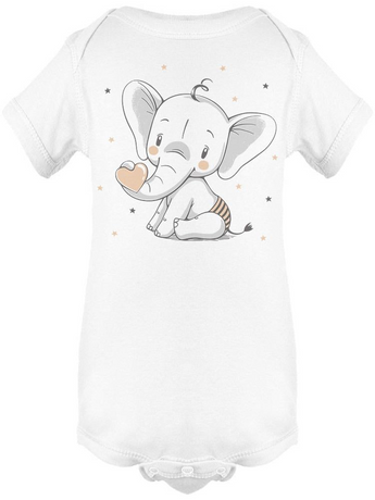 Super Cute Baby Elephant Heart Bodysuit Baby's -Image by Shutterstock