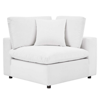 Commix Down Filled Overstuffed Performance Velvet Corner Chair - White EEI-4366-WHI