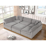 Remington 6-piece Grey Velvet Modular Sectional