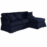 Sunset Trading Horizon Slipcovered Sleeper Sofa with Reversible Chaise| Stain Resistant Performance Fabric | Navy