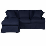 Sunset Trading Horizon Slipcovered Sleeper Sofa with Reversible Chaise| Stain Resistant Performance Fabric | Navy